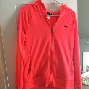 Neon orange zip up jacket